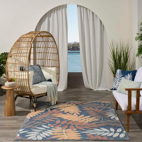 Nourison Aloha Blue Rose Indoor/Outdoor Nature Rug ALH18