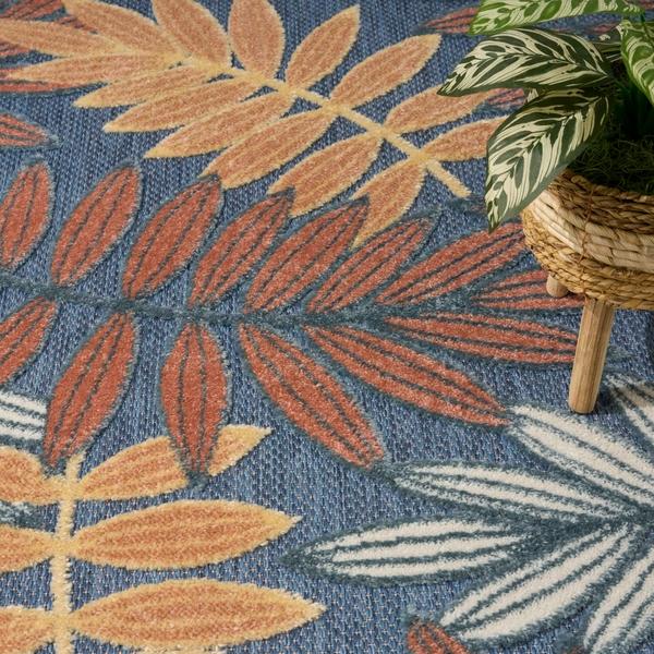 Nourison Aloha Blue Rose Indoor/Outdoor Nature Rug ALH18