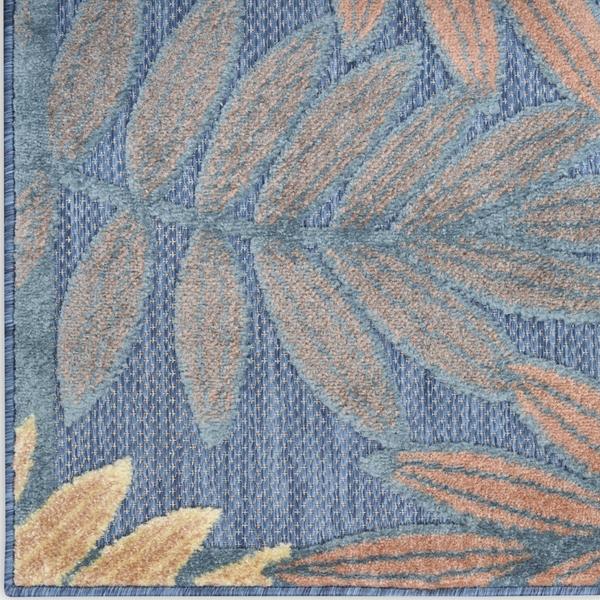 nourison Aloha Blue Rose Indoor/Outdoor Nature Rug ALH18