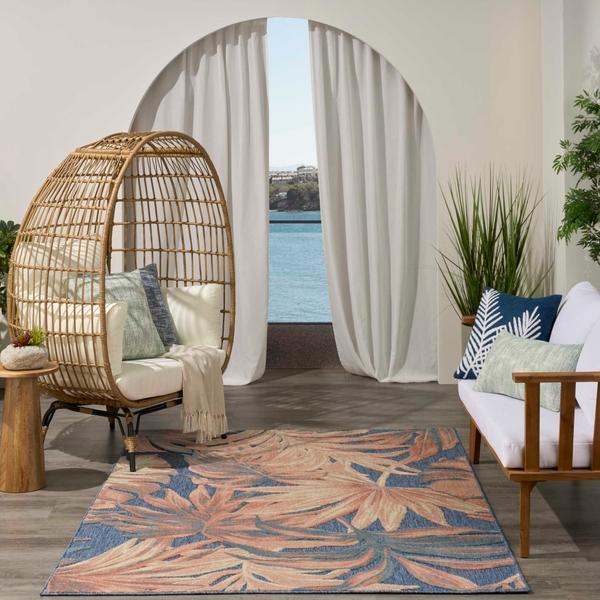 Nourison Aloha Blue Rose Indoor/Outdoor Nature Rug ALH43