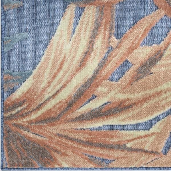 nourison Aloha Blue Rose Indoor/Outdoor Nature Rug ALH43