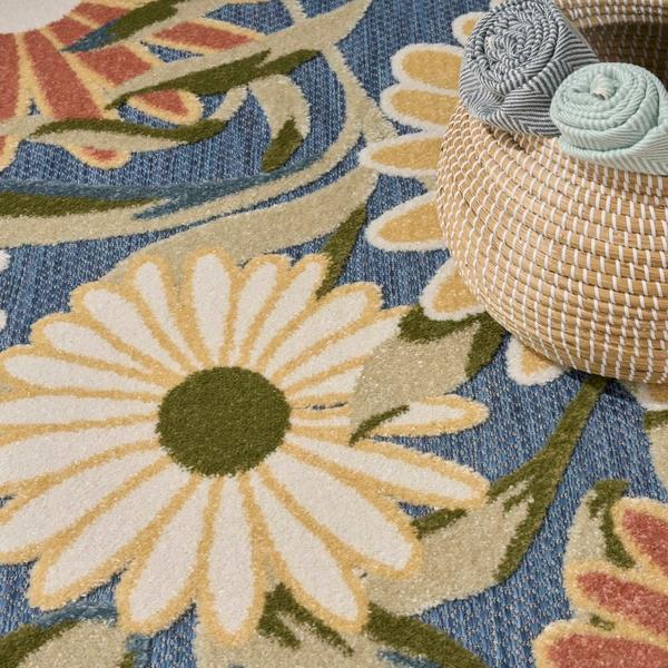 Nourison Aloha Blue Sage Indoor/Outdoor Floral Rug ALH33