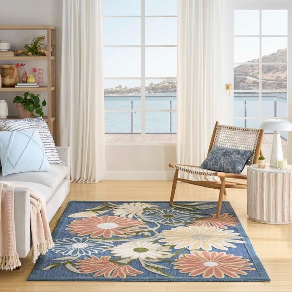 Nourison Aloha Blue Sage Indoor/Outdoor Floral Rug ALH33