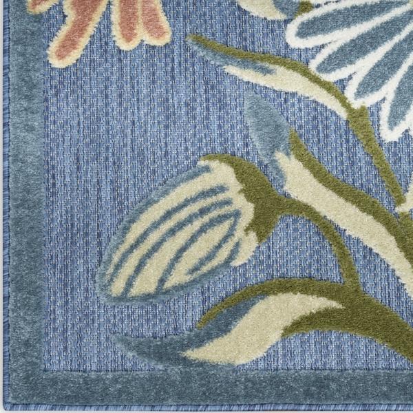 nourison Aloha Blue Sage Indoor/Outdoor Floral Rug ALH33
