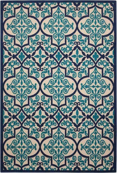 Nourison Aloha Boho Trellis Blue Outdoor Rug ALH14 Home