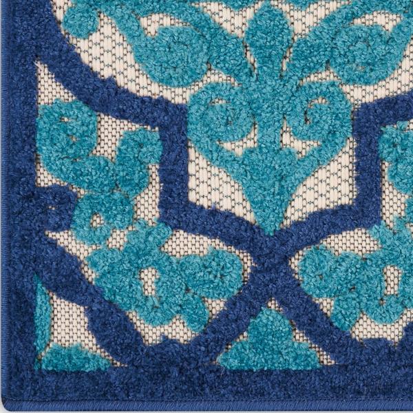 nourison Aloha Boho Trellis Blue Outdoor Rug ALH14 Home