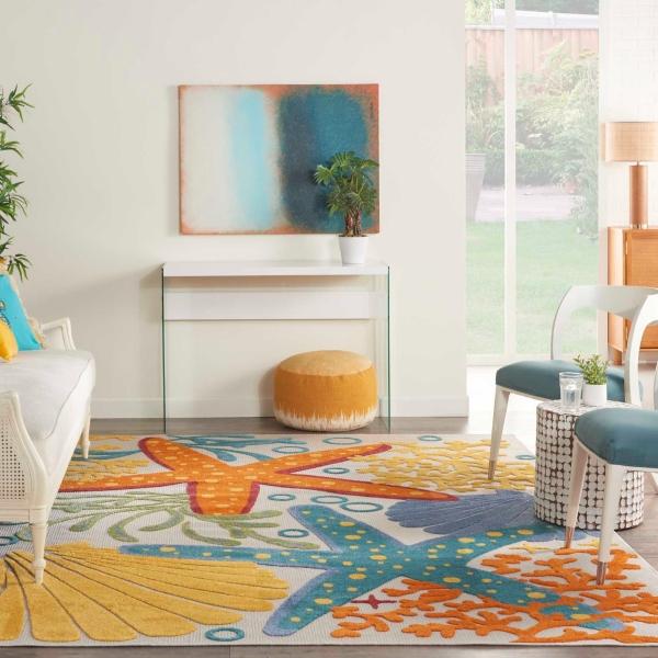 Nourison Aloha Coastal Multicolored Outdoor Rug Home