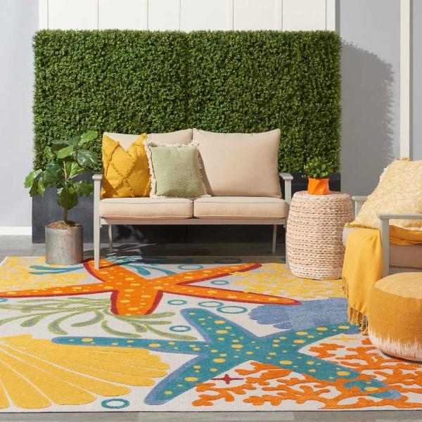 Nourison Aloha Coastal Multicolored Outdoor Rug Home