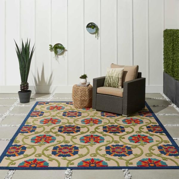 Nourison Aloha Contemporary Floral Outdoor Multicolored Rug ALH19 Home