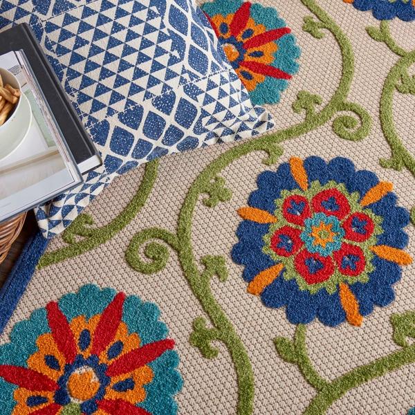 Nourison Aloha Contemporary Floral Outdoor Multicolored Rug ALH19 Home