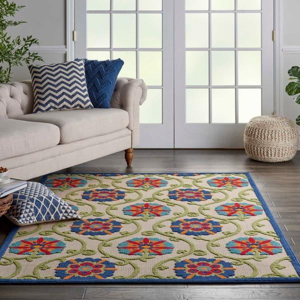 Nourison Aloha Contemporary Floral Outdoor Multicolored Rug ALH19 Home