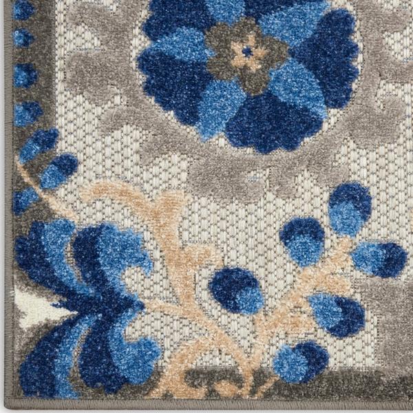 nourison Aloha Farmhouse Floral Blue/Grey Outdoor Rug ALH17 Home