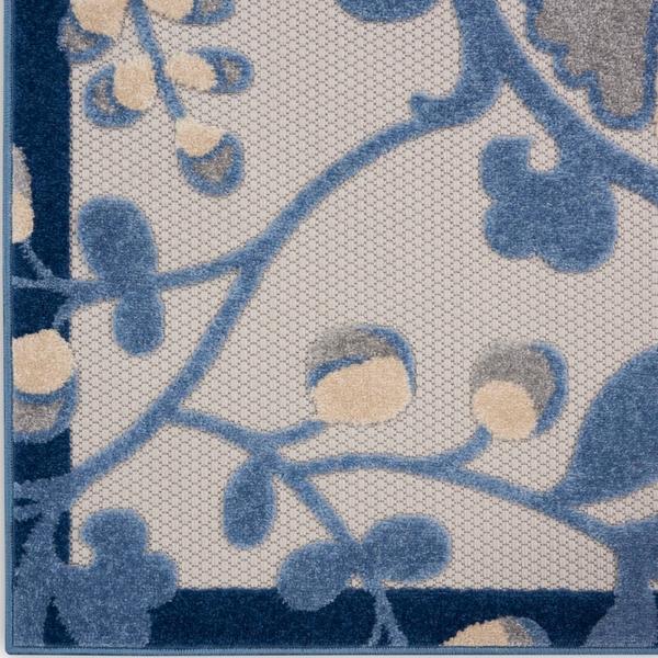 nourison Aloha Farmhouse Floral Blue Outdoor Rug ALH17 Home