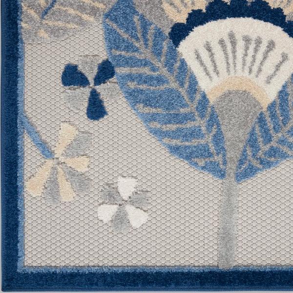 nourison Aloha Farmhouse Floral Blue Outdoor Rug ALH25 Home