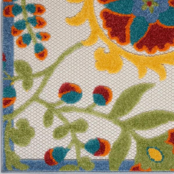 nourison Aloha Farmhouse Floral Ivory/Multi Outdoor Rug ALH17 Home