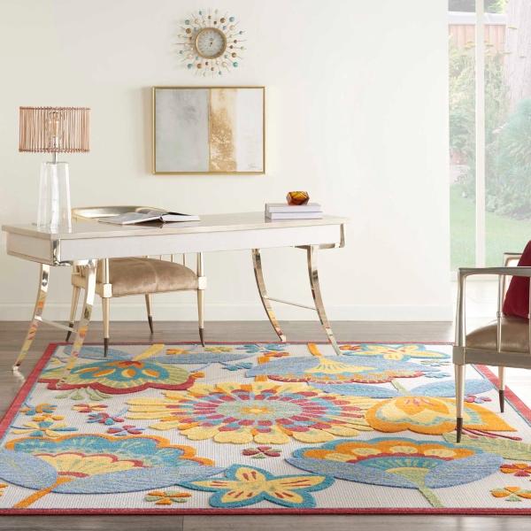 Nourison Aloha Farmhouse Floral Multicolored Outdoor Rug ALH25 Home