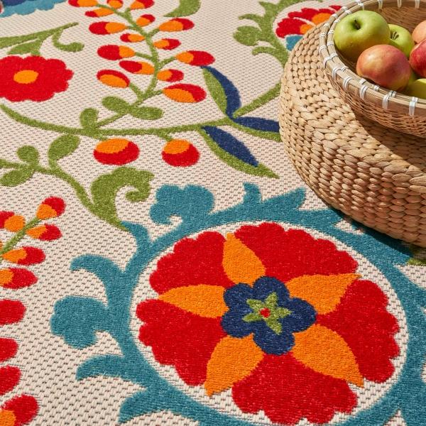 Nourison Aloha Farmhouse Floral Multicolored Outdoor Rug ALH17 Home