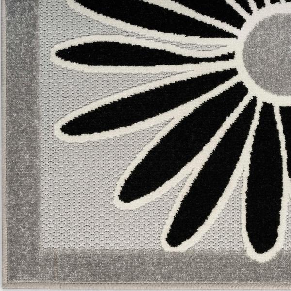 nourison Aloha Floral Black and White Outdoor Rug ALH33 Home