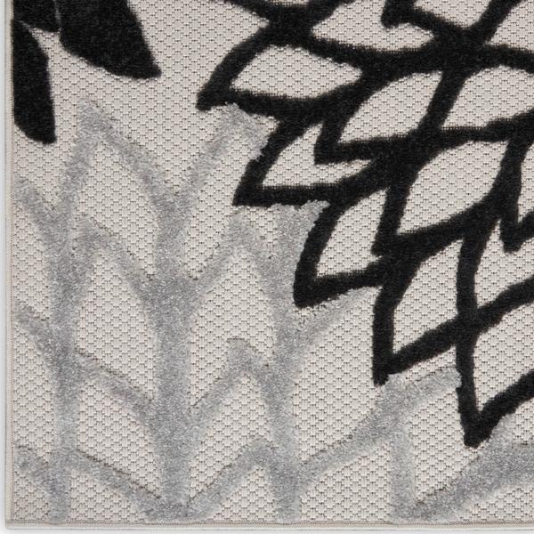 nourison Aloha Floral Black/White Outdoor Rug ALH05 Home