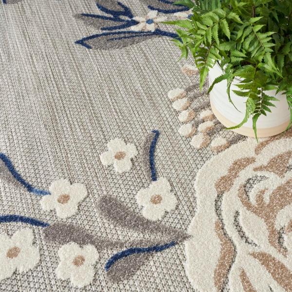 Nourison Aloha Floral Blue/Grey Outdoor Rug ALH32 Home