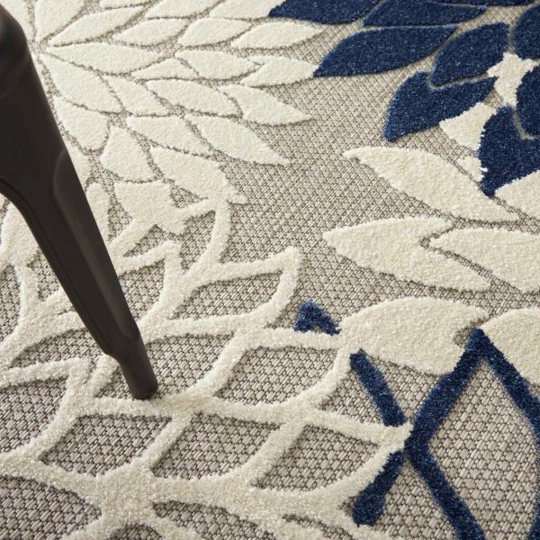 Nourison Aloha Floral Navy/Grey Outdoor Rug ALH05 Home