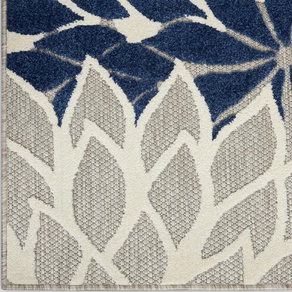 nourison Aloha Floral Navy/Grey Outdoor Rug ALH05 Home