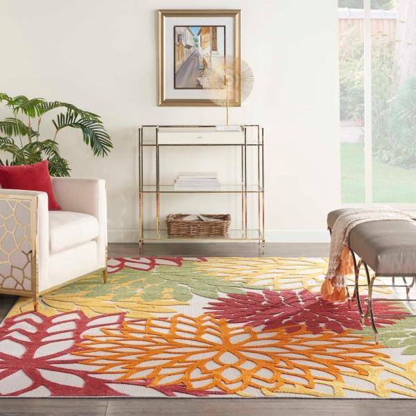 Nourison Aloha Floral Red/Multicolored Outdoor Rug ALH05 Home