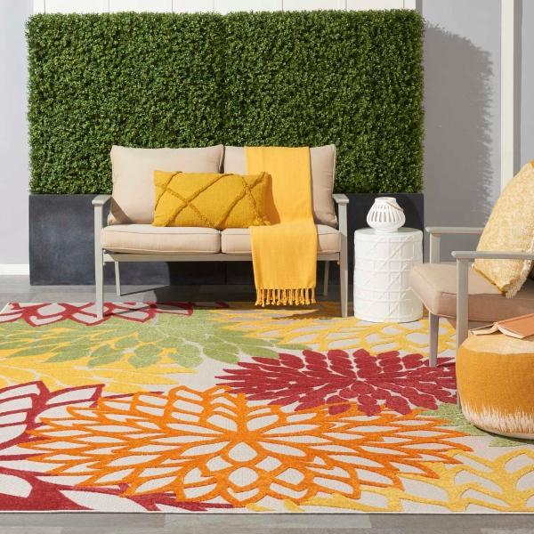 Nourison Aloha Floral Red/Multicolored Outdoor Rug ALH05 Home