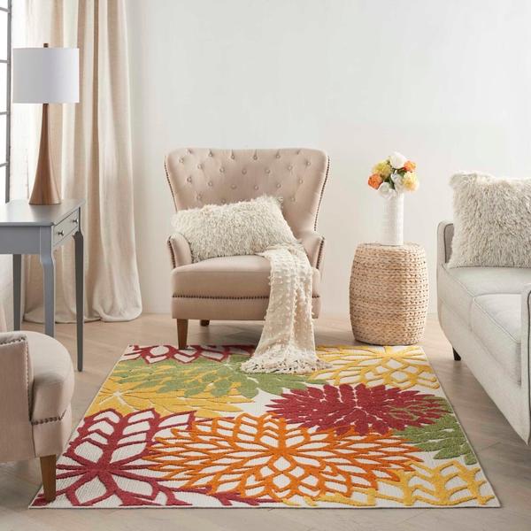 Nourison Aloha Floral Red/Multicolored Outdoor Rug ALH05 Home
