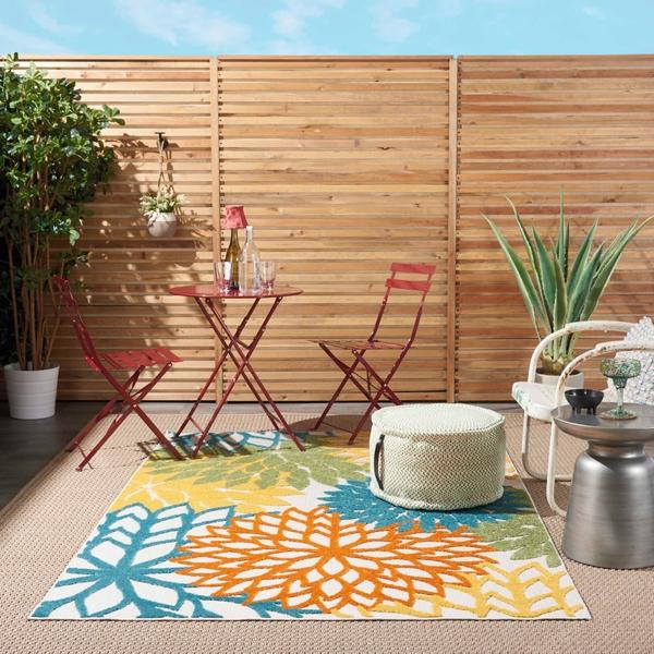 Nourison Aloha Floral Turquoise Outdoor Rug ALH05 Home