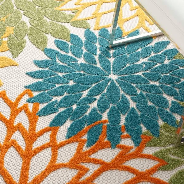 Nourison Aloha Floral Turquoise Outdoor Rug ALH05 Home