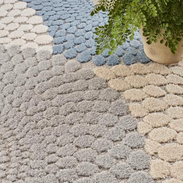 Nourison Aloha Geometric Outdoor Blue/Grey Rug ALH29 Home
