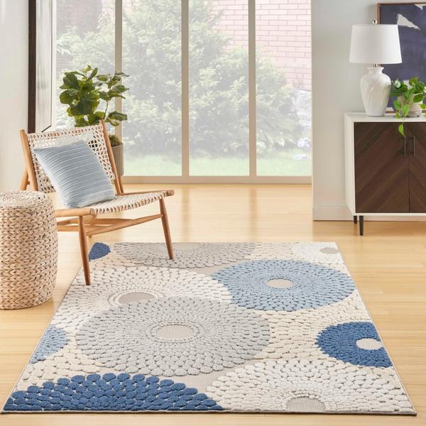 Nourison Aloha Geometric Outdoor Blue/Grey Rug ALH29 Home
