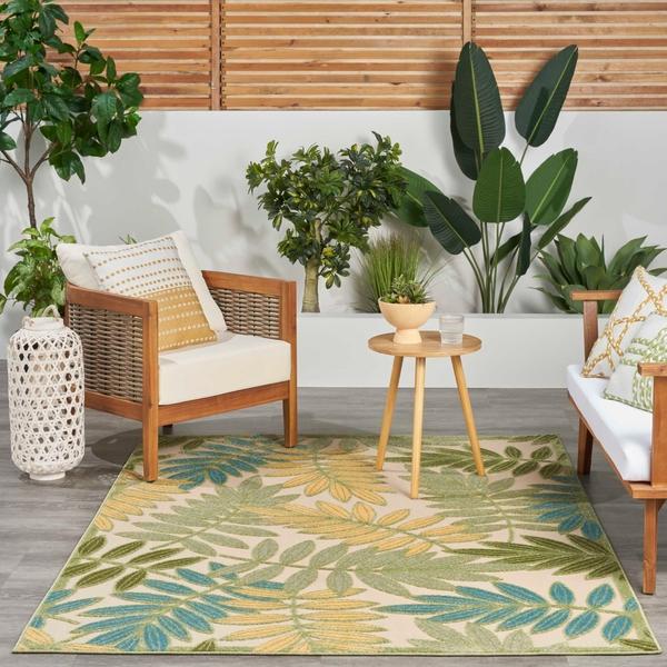 Nourison Aloha Green Multicolor Indoor/Outdoor Floral Rug ALH18 Home
