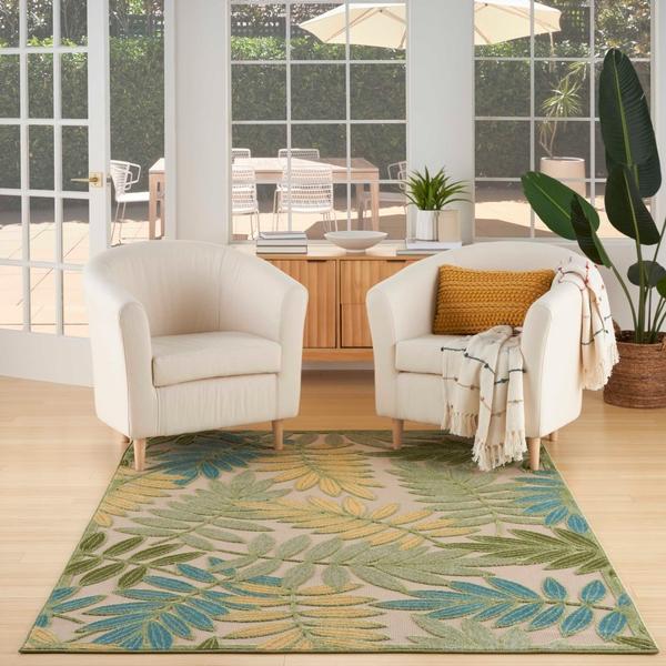 Nourison Aloha Green Multicolor Indoor/Outdoor Floral Rug ALH18 Home