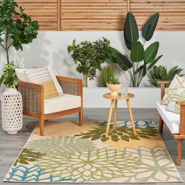 Nourison Aloha Green Multicolor Indoor/Outdoor Floral Rug ALH05 Home