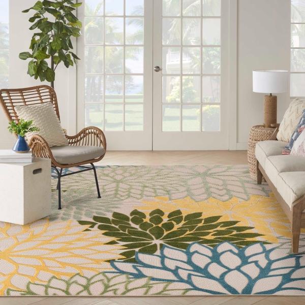 Nourison Aloha Green Multicolor Indoor/Outdoor Floral Rug ALH05 Home
