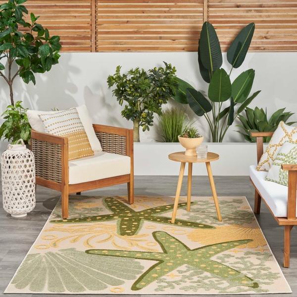 Nourison Aloha Green Yellow Indoor/Outdoor Nature Rug ALH24 Home