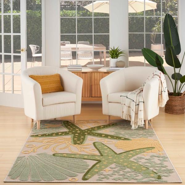 Nourison Aloha Green Yellow Indoor/Outdoor Nature Rug ALH24 Home