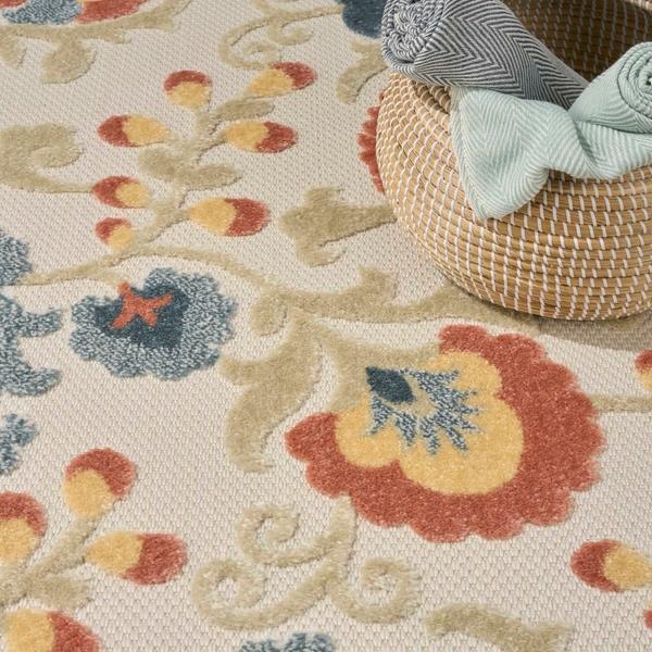 Nourison Aloha Grey Multicolor Indoor/Outdoor Floral Rug ALH17