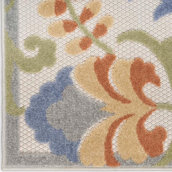 nourison Aloha Ivory Blue Indoor/Outdoor Floral Rug ALH17 Home