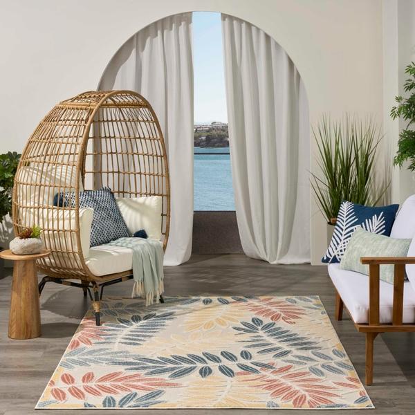 Nourison Aloha Ivory Blue Indoor/Outdoor Nature Rug ALH18