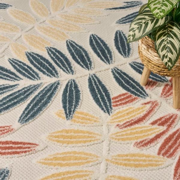 Nourison Aloha Ivory Blue Indoor/Outdoor Nature Rug ALH18