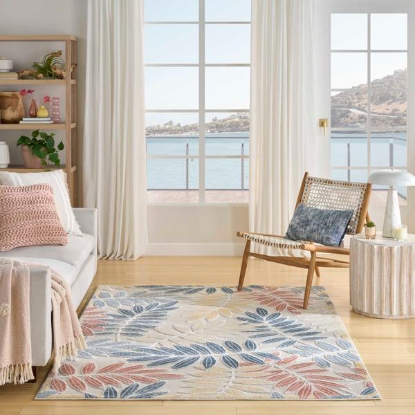 Nourison Aloha Ivory Blue Indoor/Outdoor Nature Rug ALH18