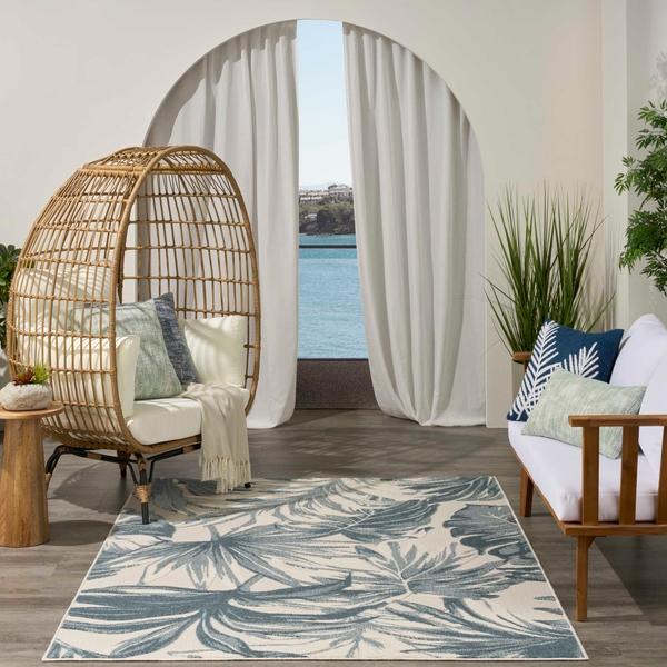 Nourison Aloha Ivory Blue Indoor/Outdoor Nature Rug ALH43