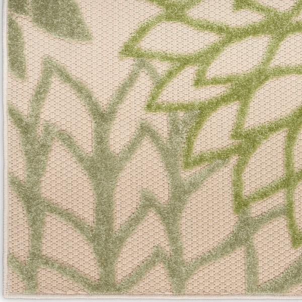 nourison Aloha Ivory Green Indoor/Outdoor Floral Rug ALH05 Home