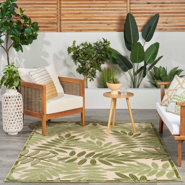Nourison Aloha Ivory Green Indoor/Outdoor Floral Rug ALH18 Home