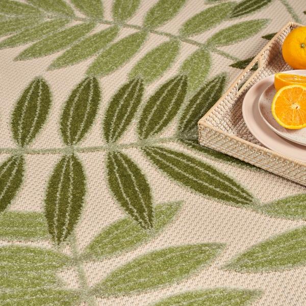 Nourison Aloha Ivory Green Indoor/Outdoor Floral Rug ALH18 Home