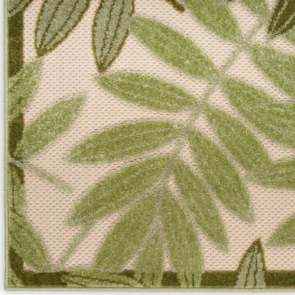 nourison Aloha Ivory Green Indoor/Outdoor Floral Rug ALH18 Home