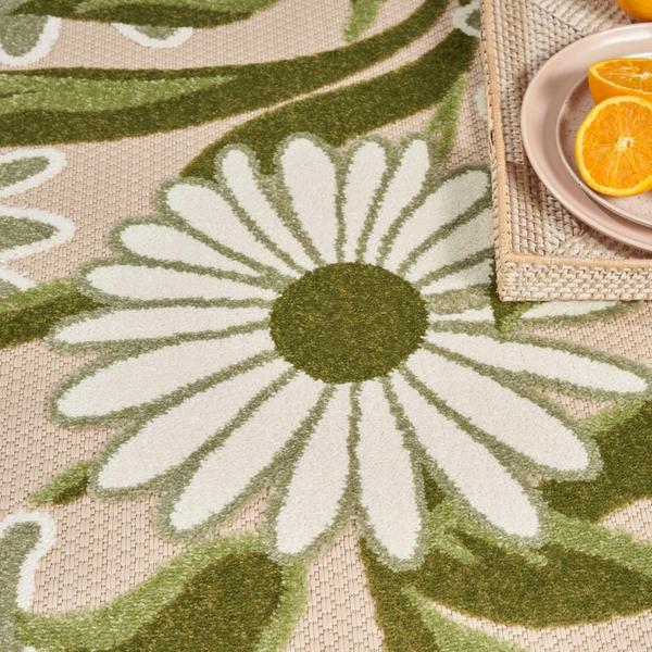 Nourison Aloha Ivory Green Indoor/Outdoor Floral Rug ALH33 Home